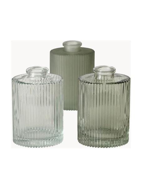 Vasen Tonja aus Glas, 3er-Set, Glas, Transparent, Olivgrün, B 8 x H 12 cm