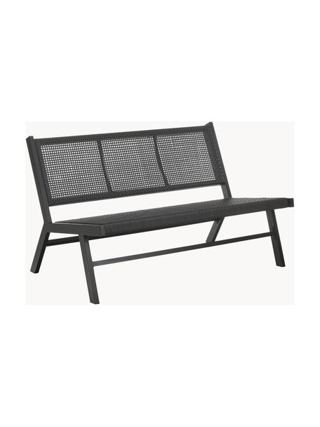 Panchina da giardino in materiale sintetico intrecciato Palina, Struttura: metallo verniciato a polv, Seduta: rete in plastica, Nero, Larg. 121 x Alt. 75 cm