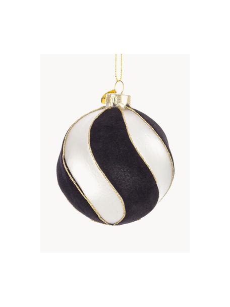 Bolas de Navidad Monochrome, 12 uds., Vidrio, Blanco, negro, dorado, Ø 8 cm