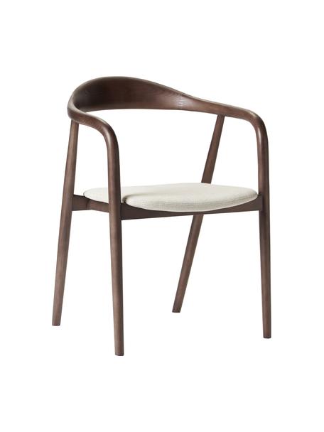 Drevená stolička s opierkami s vankúšom na sedenie Angelina, Dyha z orechového dreva, poduška béžová, Š 57 x V 80 cm
