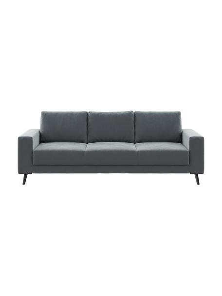 Sofa z aksamitu Fynn (3-osobowa), Tapicerka: 100% aksamit poliestrowy , Nogi: drewno lakierowane, Aksamitny stalowy szary, S 233 x G 86 cm