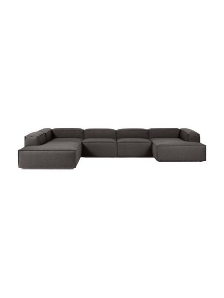 Modulaire woonlandschap Lennon, Bekleding: 100% polyester Met 115.00, Frame: massief grenenhout, FSC-g, Poten: kunststof, Geweven stof antraciet, B 418 x H 68 cm, hoekdeel links