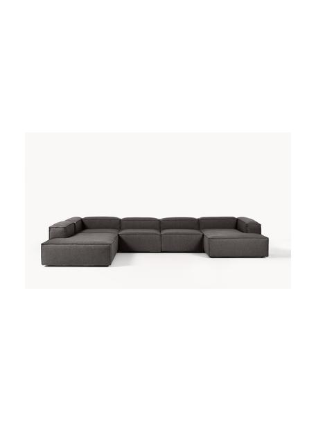 Sofá rinconera modular Lennon, Tapizado: 100% poliéster Alta resis, Estructura: madera contrachapada de p, Patas: plástico, Tejido gris antracita, An 418 x F 269 cm, chaise longue izquierda