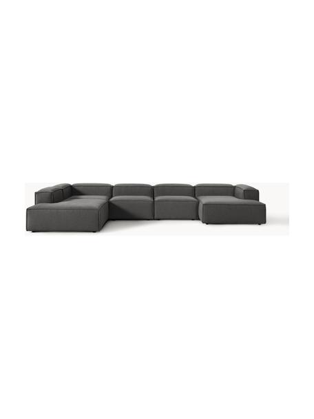 Sofa modułowa Lennon, Tapicerka: 100% poliester Dzięki tka, Stelaż: lite drewno sosnowe, skle, Nogi: tworzywo sztuczne Ten pro, Antracytowa tkanina, S 418 x G 269 cm,  lewostronna