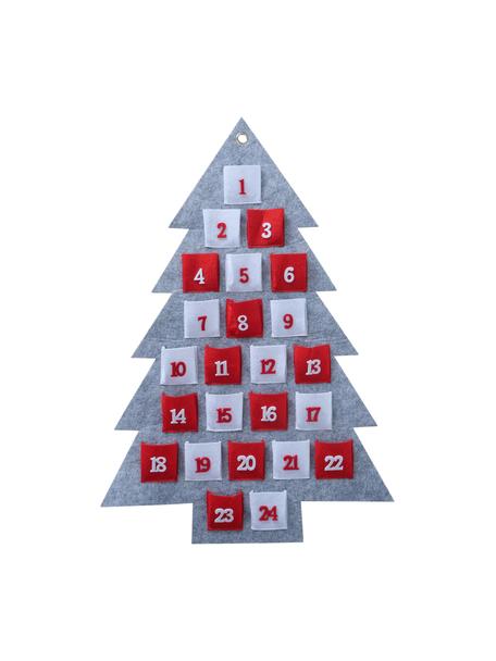 Adventskalender Vivet, Filz, Grau, Rot, Weiß, B 47 x H 70 cm