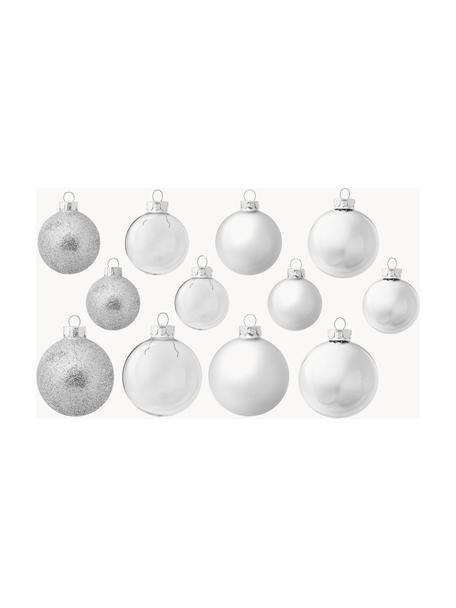 Boules de Noël Globe, 42 élém., Argenté, transparent, Lot de différentes tailles