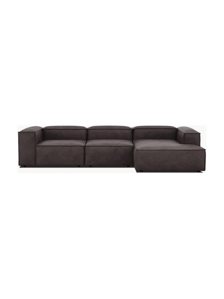 Modulares Ecksofa Lennon aus recyceltem Leder, Bezug: Recyceltes Leder (70 % Le, Gestell: Massives Holz, Sperrholz, Füße: Kunststoff Dieses Produkt, Leder Taupe, B 327 x T 180 cm, Eckteil rechts