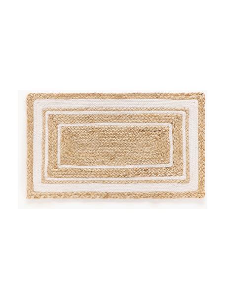 Handgewebte Jute-Fussmatte Clover, 75 % Jute, 25 % Baumwolle

Das in diesem Produkt verwendete Material ist schadstoffgeprüft und zertifiziert nach STANDARD 100 by OEKO-TEX® 16.HIN.79297 HOHENSTEIN HTTI., Braun, Weiss, B 50 x L 80 cm