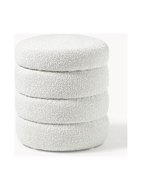 Bouclé-Hocker Alto mit Stauraum, Bezug: Bouclé (100 % Polyester) , Gestell: Massives Kiefernholz, Spe, Bouclé Off White, Ø 43 x H 48 cm