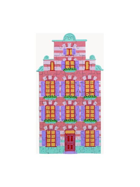 Handgefertigtes Puzzle House Wave, Papier, Rosa, Lavendel, Türkis, B 15 x T 27 cm