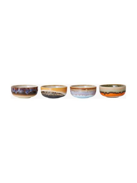 Handbemalte Dipschälchen 70's mit reaktiver Glasur, 4er-Set, Keramik, Bunt, Ø 11 x H 5 cm