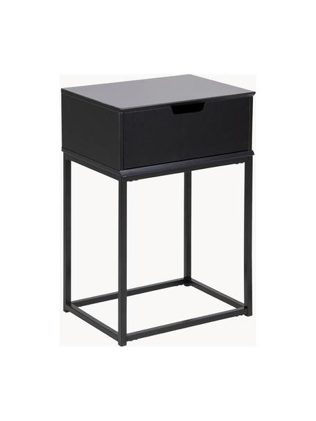 Nočný stolík Mitra, MDF-doska strednej hustoty, lakovaná, kov s práškovým náterom, Čierna, Š 40 x V 62 cm