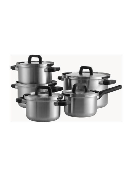 Batería de cocina de acero inoxidable Q-Linair, 5 pzas., Plateado, Set de diferentes tamaños