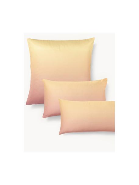 Poszewka na poduszkę z satyny bawełnianej Jania, Odcienie bladego różowego, odcienie żółtego, S 70 x D 80 cm