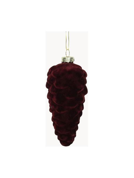 Décoration de sapin de Noël Cona, 4 pièces, Bordeaux, Ø 6 x haut. 14 cm
