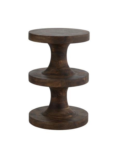 Table d'appoint ronde bois de manguier Retina, Manguier, métal, Brun foncé, Ø 30 x haut. 45 cm