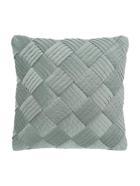 Sametový povlak na polštář se strukturálním vzorem Sina, Samet (100 % bavlna), Šalvějově zelená, Š 45 cm, D 45 cm