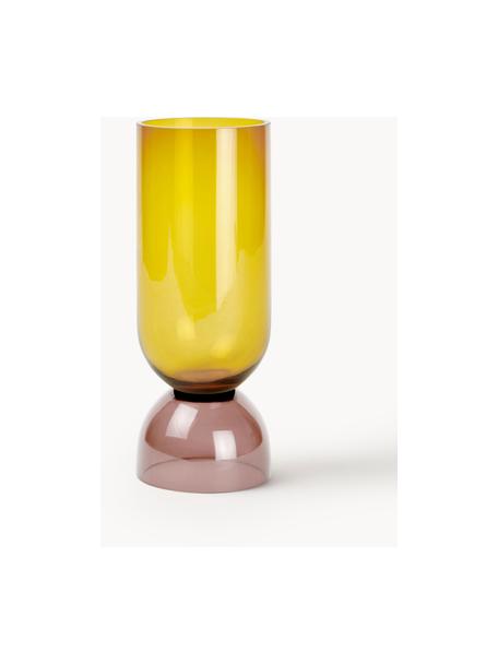 Vase fait main Vasari, haut. 32 cm, Verre, Jaune soleil, rouge rouille, transparent, Ø 12 x haut. 32 cm