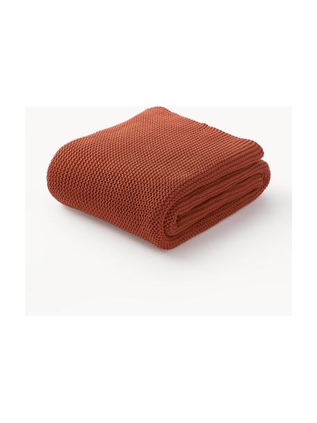 Manta de punto de algodón ecológico Adalyn, 100% algodón ecológico con certificado GOTS, Rojo, An 150 x L 200 cm