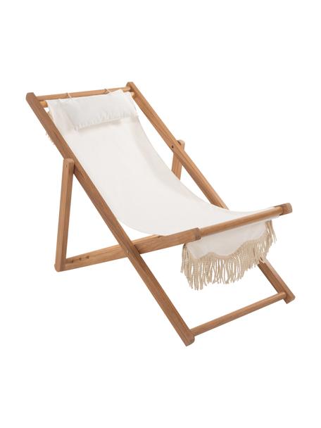 Skladacia stolička so strapcami Sling, Svetlé drevo, biela, Š 59 x V 79 cm