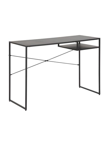 Scrivania in metallo con ripiano Neptun, Metallo verniciato a polvere, Nero, Larg. 110 x Prof. 45 cm