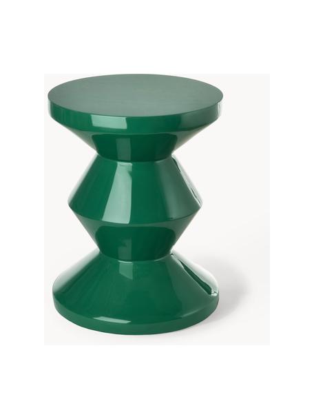 Tavolino rotondo Zig Zag, Plastica laccata, Verde scuro, Ø 36 x Alt. 46 cm