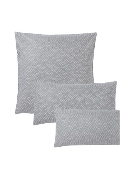Taie d'oreiller en coton avec motif graphique Milano, Gris foncé, larg. 50 x long. 70 cm