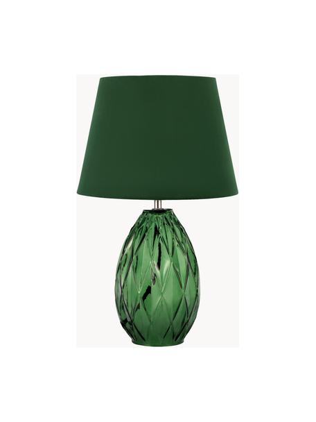 Lampada da comodino con base in vetro Crystal Velvet, Paralume: velluto, Verde, Ø 25 x Alt. 41 cm