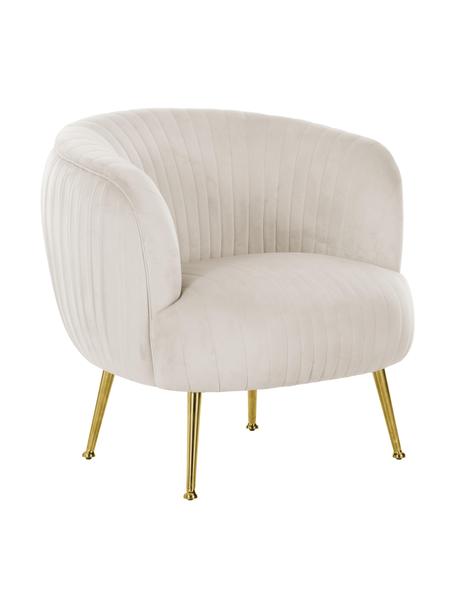 Fluwelen cocktailfauteuil Cara, Bekleding: fluweel (polyester) Met 5, Frame: massief berkenhout, spaan, Poten: gecoat metaal, Fluweel beige, B 81 x H 78 cm