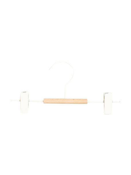 Wieszak na ubrania Kids Clip, 5 szt., Drewno naturalne, stal malowana proszkowo, Złamana biel, matowy, S 25 x W 12 cm