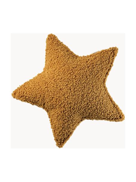 Plyšový mazlicí polštář Star, Hořčicově žlutá, Š 40 cm, D 37 cm