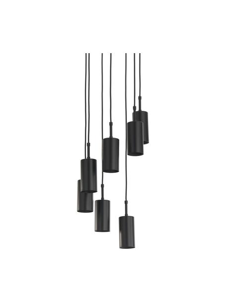 Cluster hanglamp Arvo in zwart, Lampenkap: gepoedercoat metaal, Baldakijn: gepoedercoat metaal, Zwart, Ø 38 x H 120 cm