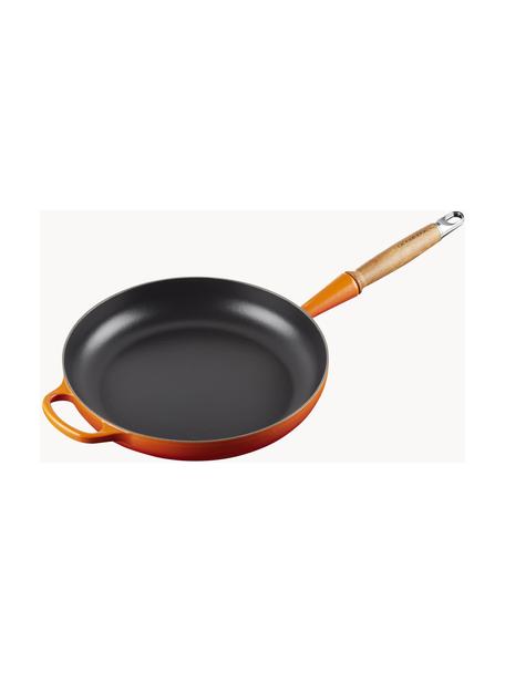 Poêle en fonte émaillée avec manche en bois Signature Collection, Orange, rouge, Ø 28 x haut. 8 cm