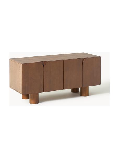 Mueble TV de madera de roble Cadi, Madera de roble pintado marrón, An 120 x Al 55 cm