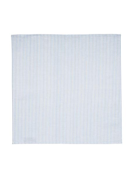 Serviettes de table composées pour moitié de lin Rayures, 6 pièces, Blanc, bleu ciel, larg. 45 x long. 45 cm