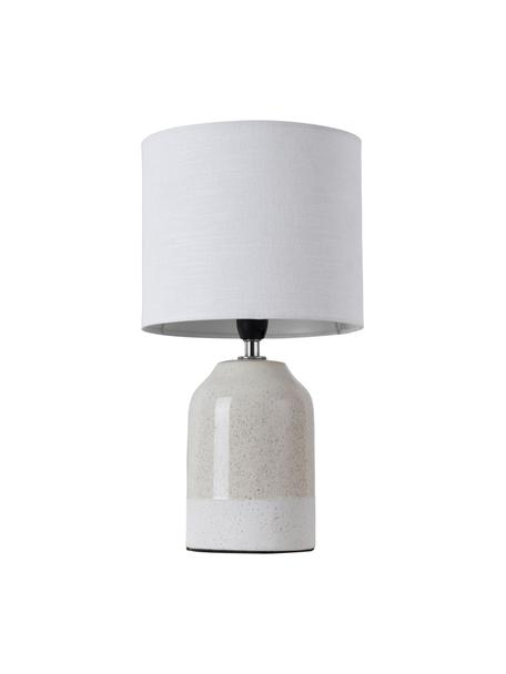 Lampada da comodino piccola in ceramica Sandy Glow, Paralume: lino, Base della lampada: ceramica, Beige, bianco, Ø 18 x Alt. 33 cm