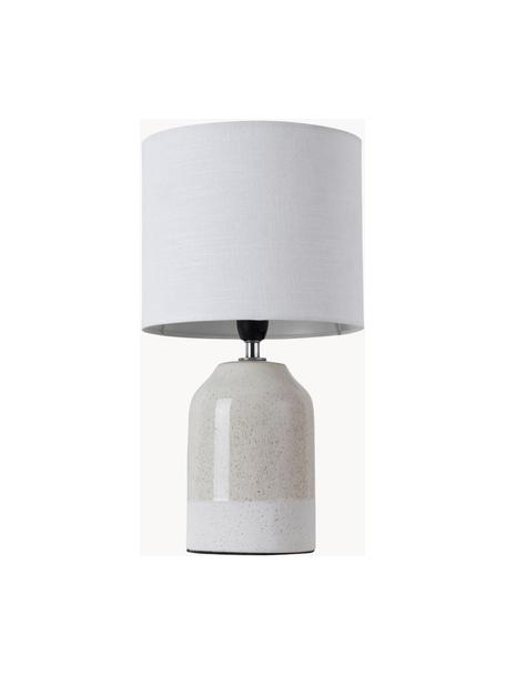 Lampada da comodino piccola in ceramica Sandy Glow, Paralume: lino, Base della lampada: ceramica, Beige chiaro, bianco, Ø 18 x Alt. 33 cm