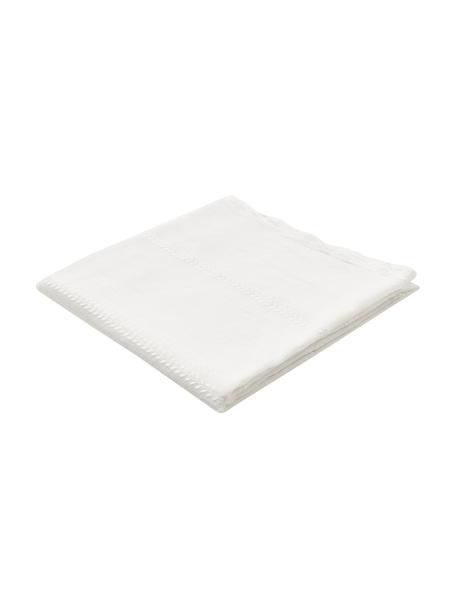 Bestickte Tischdecke Bilia in Weiß mit gewelltem Saum, 100 % Polyester, Gebrochenes Weiß, Für 6 - 8 Personen (B 160 x L 220 cm)