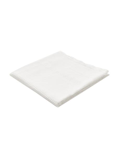 Bestickte Tischdecke Bilia in Weiß mit gewelltem Saum und Stickereien, 100 % Polyester, Gebrochenes Weiß, Für 6 - 8 Personen (B 160 x L 220 cm)
