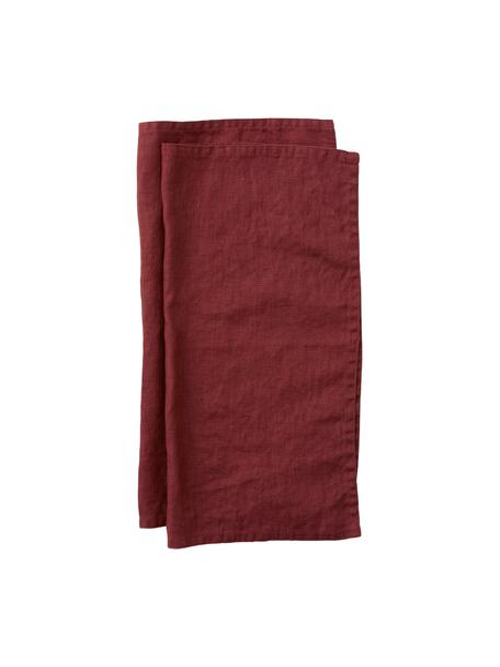 Serviette pur lin rouge Pembroke, 2 pièces, 100 % pur lin, Rouge, larg. 42 x long. 42 cm
