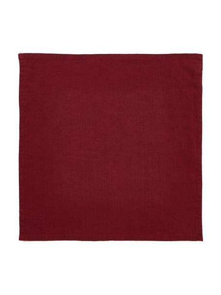 Linnen servetten Pembroke in rood, 2 stuks, 100% linnen, Acaciahout, messingkleurig, B 42 x L 42 cm