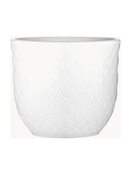 Coquetiers en porcelaine avec surface texturée Rhombe, 2 pièces, Porcelaine, Blanc, Ø 5 x haut. 5 cm