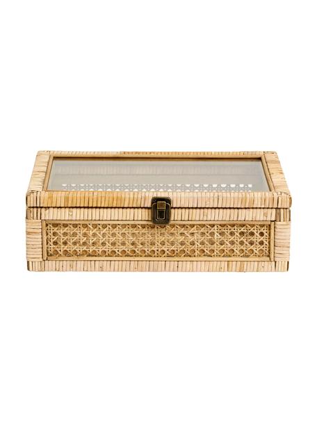 Aufbewahrungsbox Granell, Box: Bambus, Deckel: Glas, Bambus, 37 x 11 cm