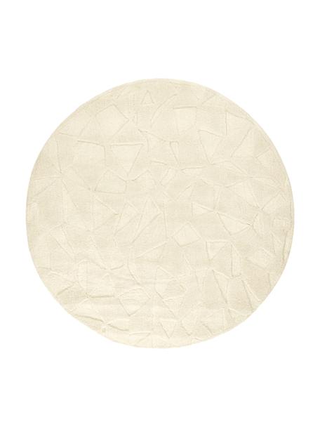 Tappeto rotondo taftato a mano in lana bianco crema Rory, Retro: 100% cotone, Bianco, Ø 120 cm (taglia S)