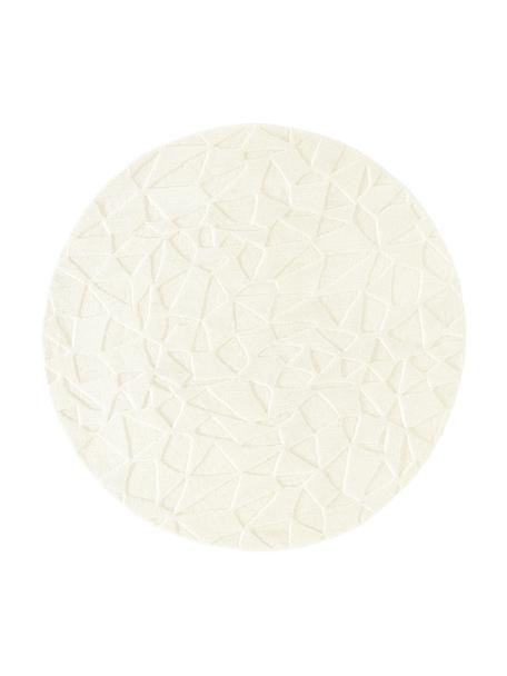 Tappeto rotondo taftato a mano in lana bianco crema Rory, Retro: 100% cotone, Bianco crema, Ø 120 cm (taglia S)