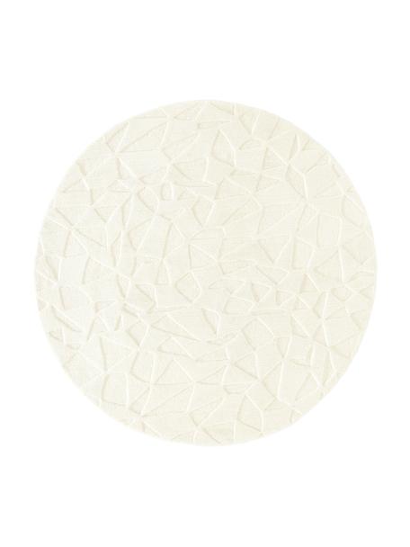 Rond wollen vloerkleed Rory, handgetuft, Onderzijde: 100% katoen, Crèmewit, Ø 120 cm (maat S)