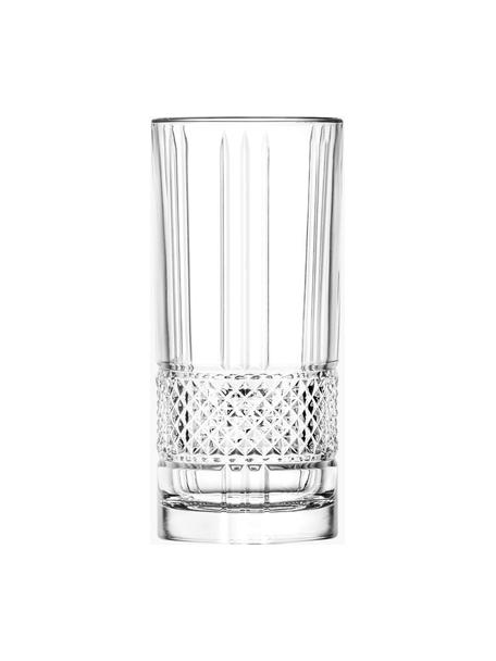 Bicchiere di cristallo tipo long drink con rilievo Brillante 6 pz, Cristallo, Trasparente, Ø 7 x Alt. 15 cm, 350 ml