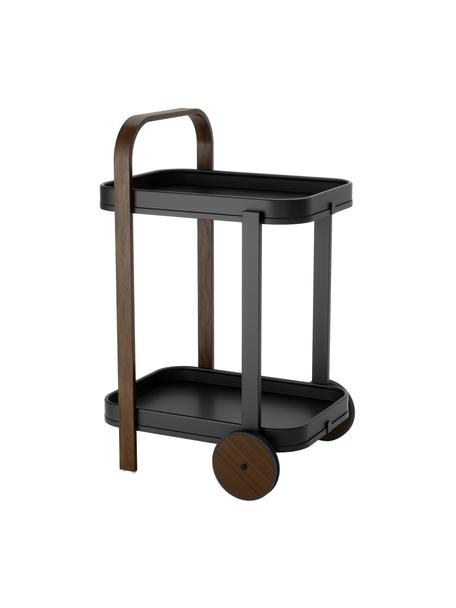 Wózek barowy z metalu Bellwood, Stelaż: metal powlekany, Czarny, ciemne drewno, S 53 x W 80 cm
