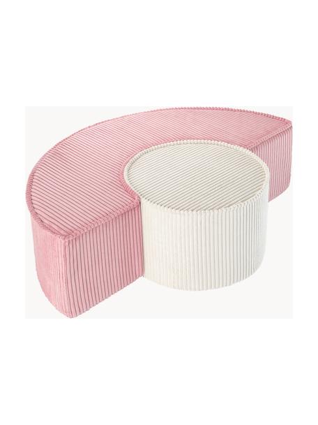 Speelmeubelset Arch van corduroy, 2-delig, Bekleding: corduroy (100% polyester), Corduroy oudroze, wit, B 92 x H 26 cm