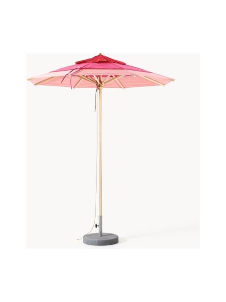 Ronde parasol Classic, verschillende formaten, Frame: gelakt essenhout, Rood, roze, roze, helder hout, Ø 210 x H 251 cm